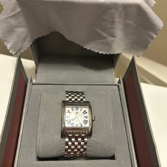 Michele MW2 28mm Square Tank MOP Ladies Watch - Picture 4 of 11